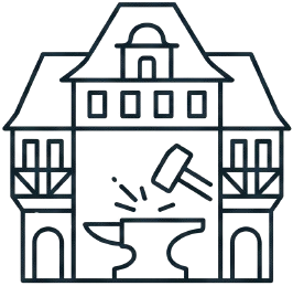 Traditional blacksmith forge building icon
