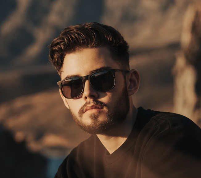 Bearded man wearing sunglasses portrait